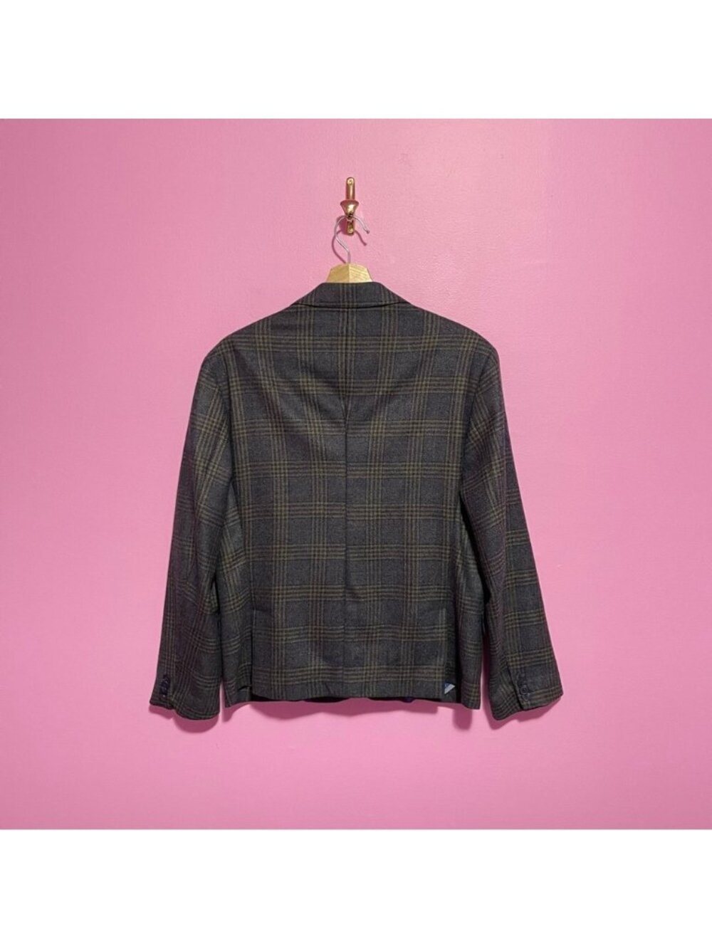 Cole Haan Grand OS Dark Grey Plaid Wool Blazer Jacket Men’s 40S - Picture 5 of 10